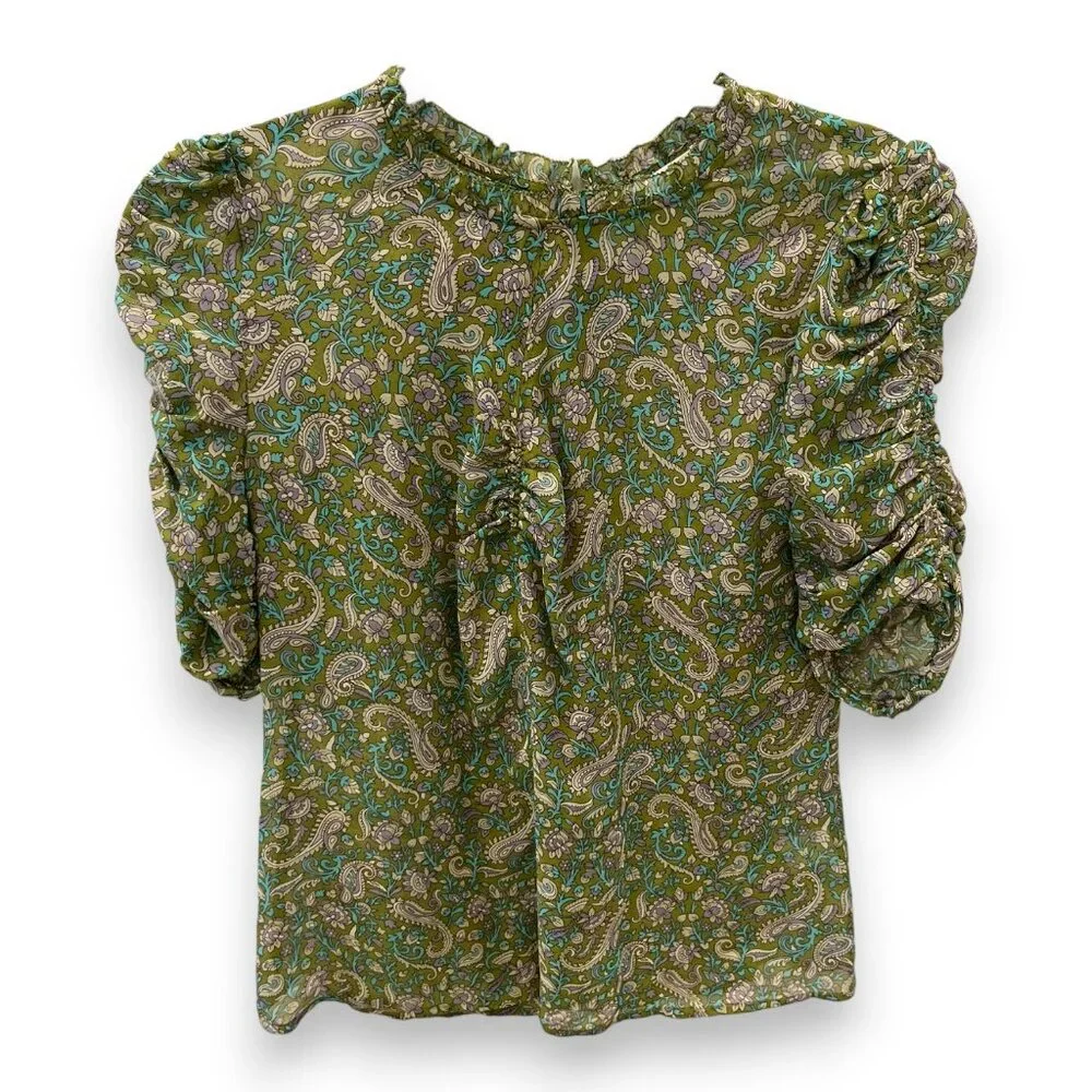 Veronica Beard Paisley Half Sleeve Silk Blouse - Picture 4 of 5
